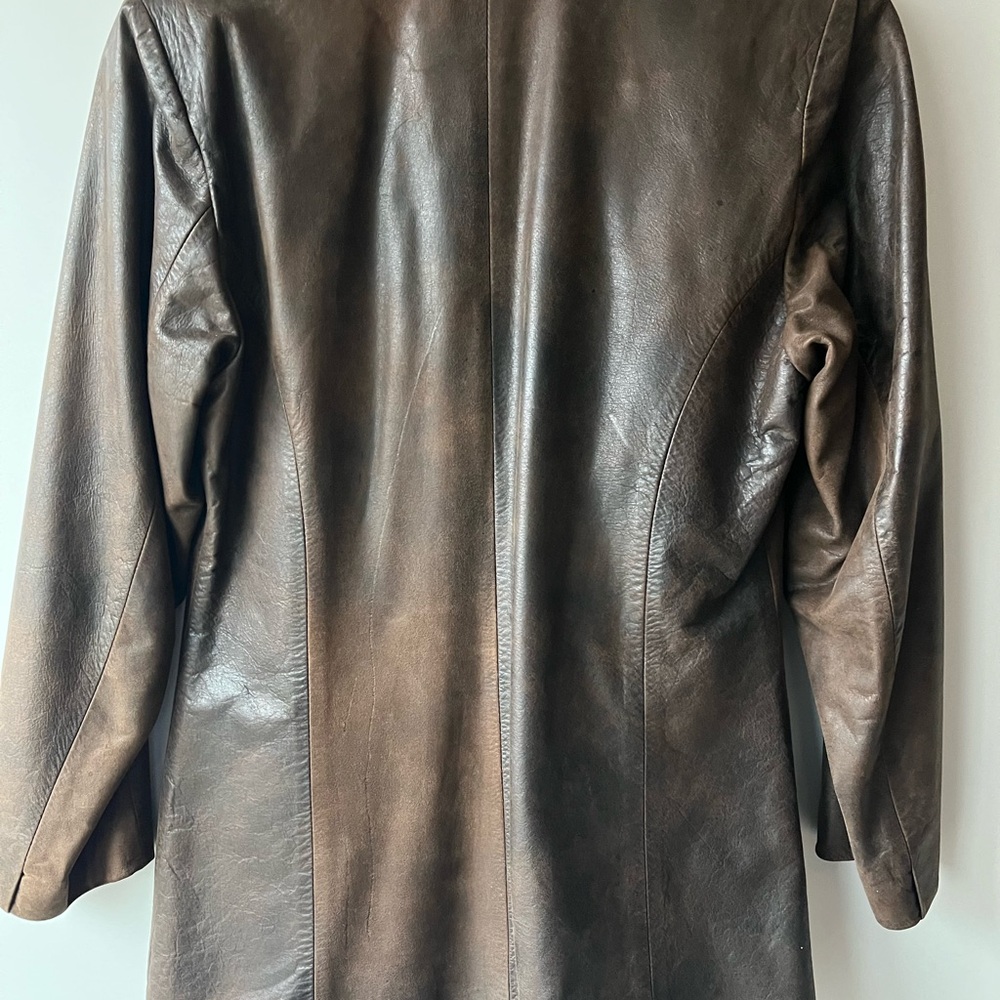 Source Unknown Brown Leather Blazer - image 2